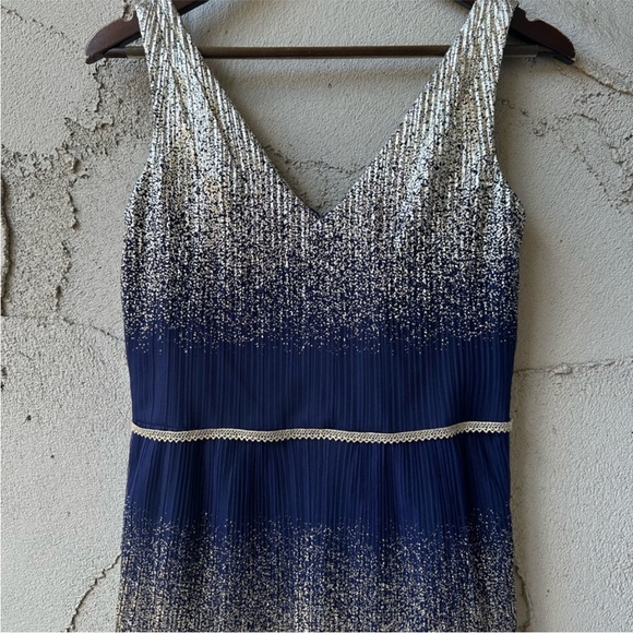 MARCHESA NOTTE Pleated Foil Degrade Tiered Dress - Picture 4 of 7